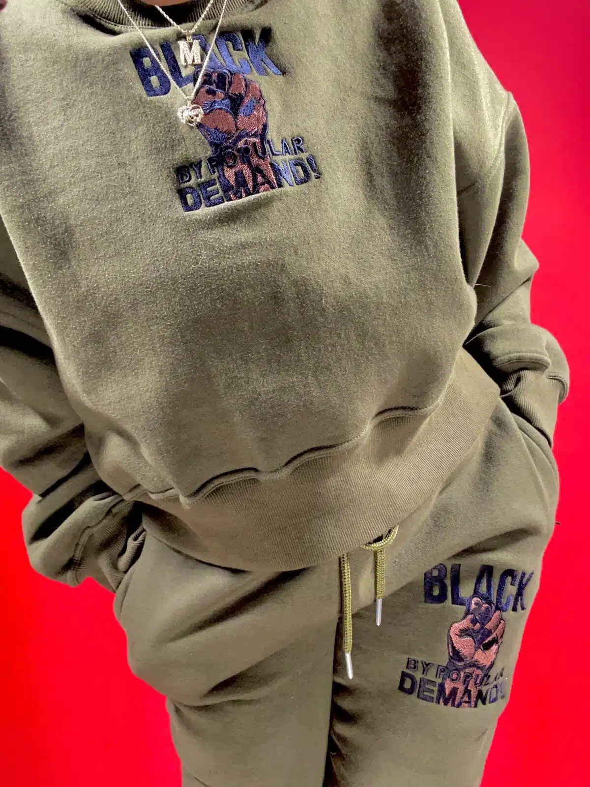 Black by Popular Demand® Women's Olive Crewneck Sweatshirt - Image 2
