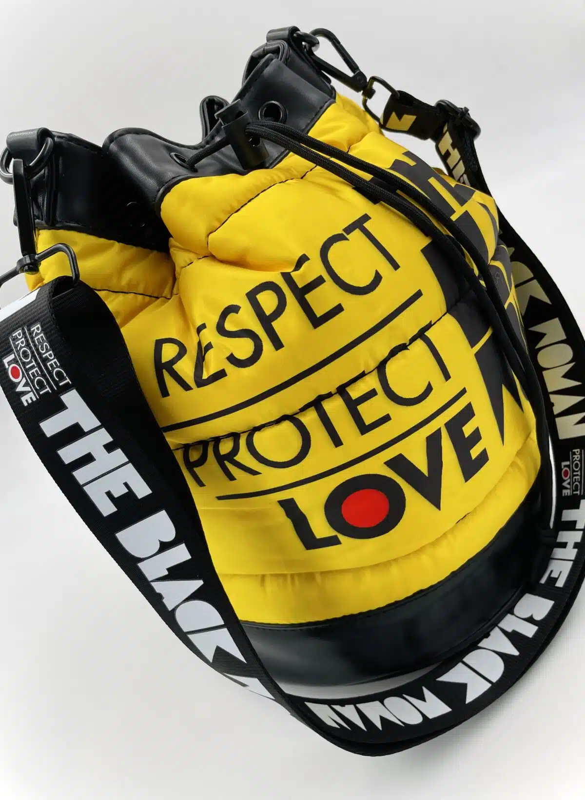 Respect Protect Love the Black Woman® Yellow Puffer Bucket Bag - Image 2