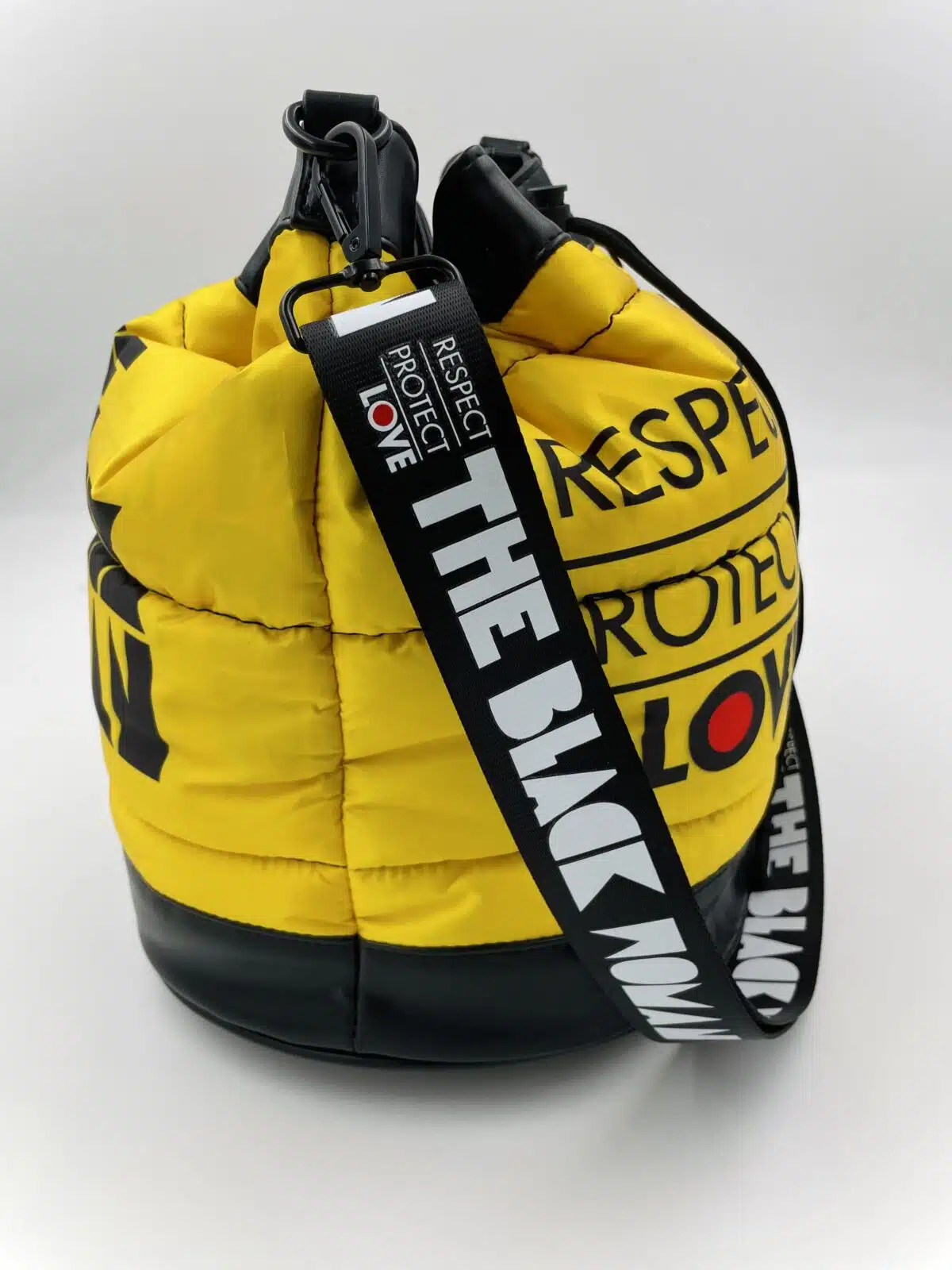 Respect Protect Love the Black Woman® Yellow Puffer Bucket Bag - Image 3