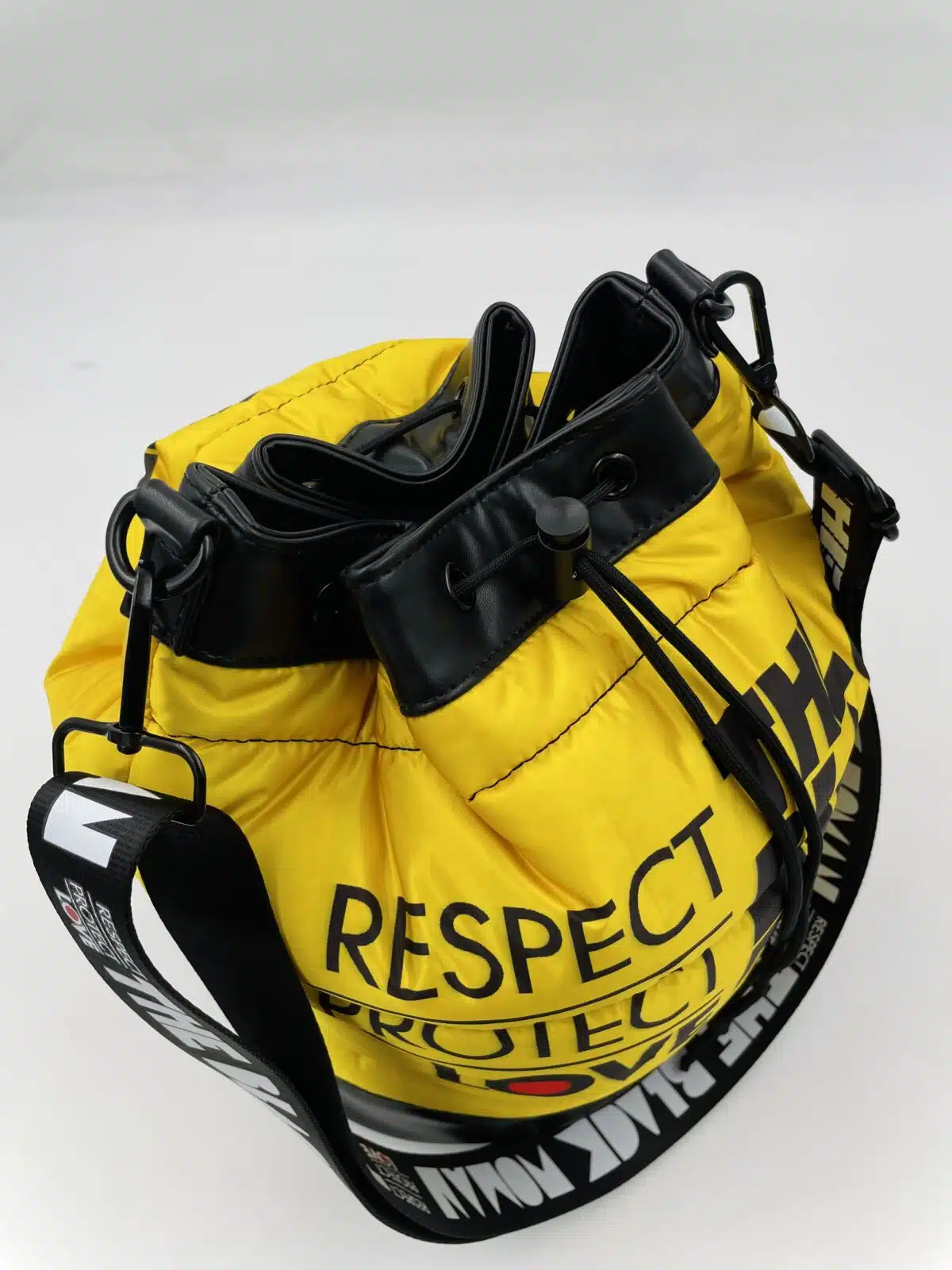 Respect Protect Love the Black Woman® Yellow Puffer Bucket Bag - Image 4