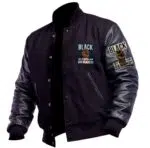 Black by Popular Demand® Unisex Black "Power" Genuine Leather Varsity Jacket w/ Pins