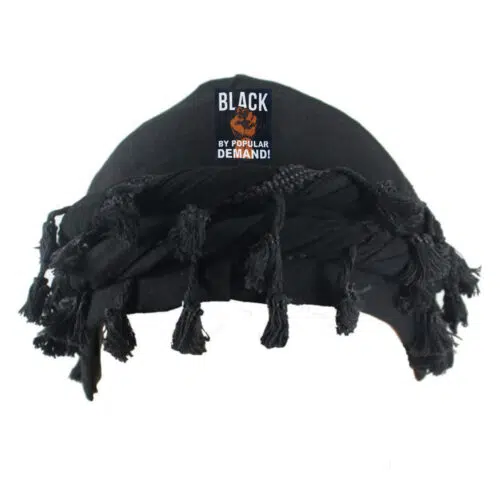 Black By Popular Demand Unisex Black "Power" Satin Lined Fringed Turban Hat