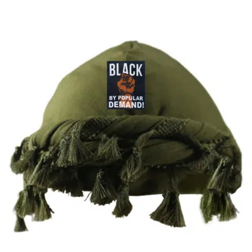 Black By Popular Demand Unisex Olive Satin Lined Fringed "Power" Turban Hat