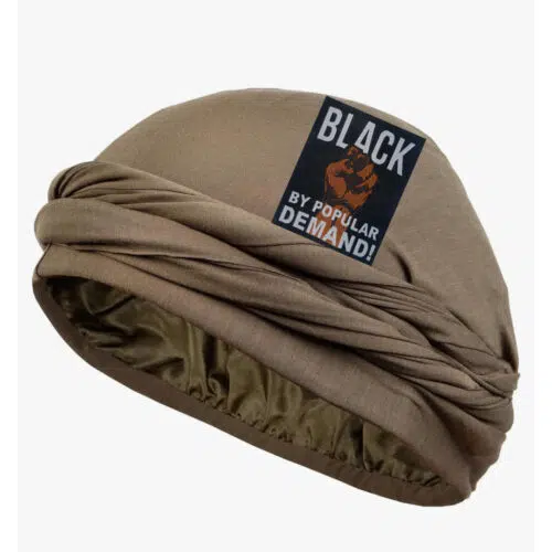 Black By Popular Demand Unisex Olive Satin Lined "Power" Turban Hat