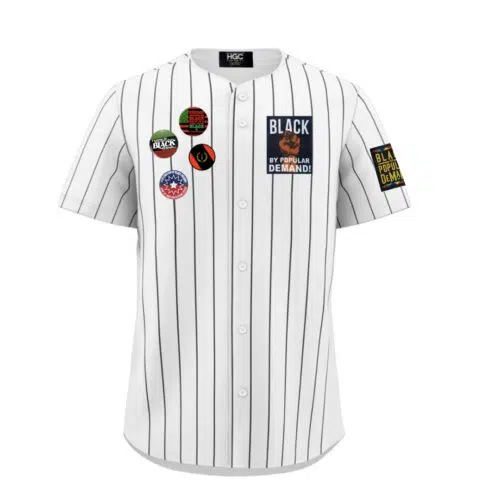 Black By Popular Demand Unisex White & Black Striped Baseball Jersey