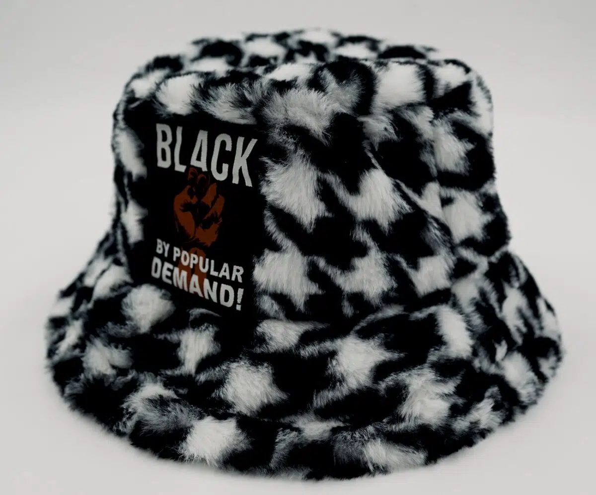 Black by Popular Demand® Unisex Fleece Houndstooth Bucket Hat - Image 2