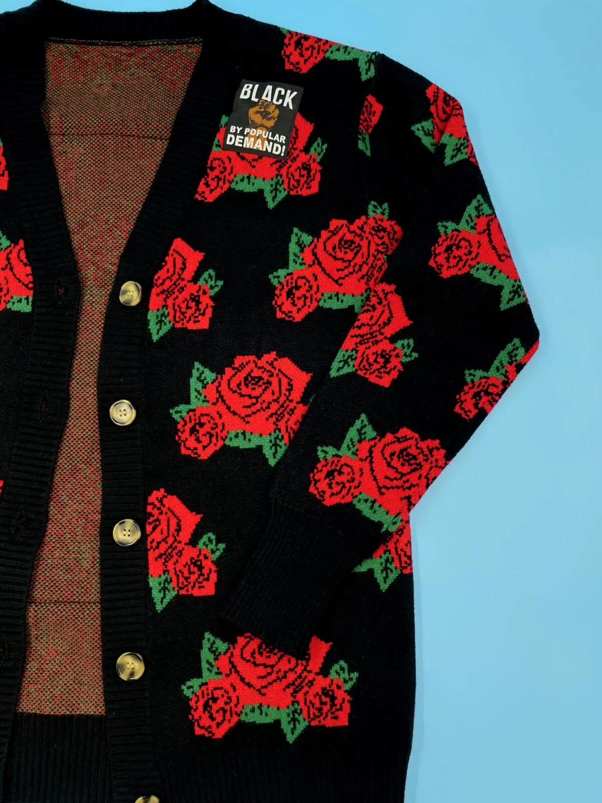 Black by Popular Demand® Unisex Red Rose Cardigan - Image 4