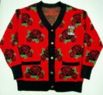 Black by Popular Demand® Unisex Roses Red Cardigan w/ Pockets